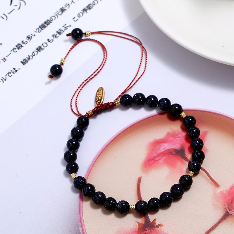 Retro sweet bracelet women's small fresh and versatile fashion temperament pink amethyst hand rope jewelry