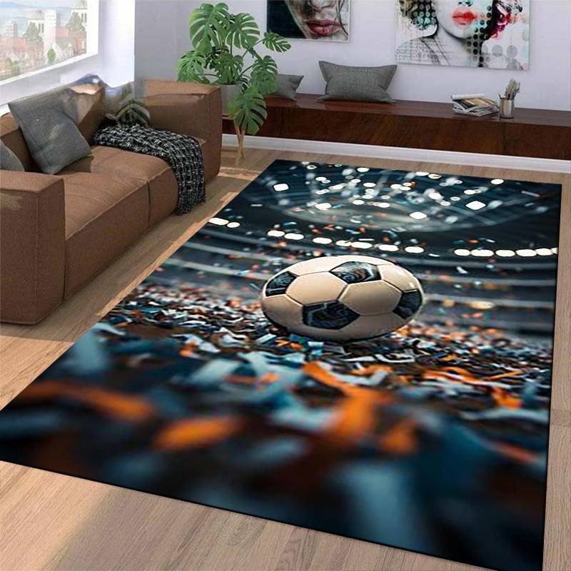 Soccer Ball Carpet with Stadium Scene Design for Bedroom Decor Suitable for Use As an Anti-slip for Living Room Bedroom Sofas