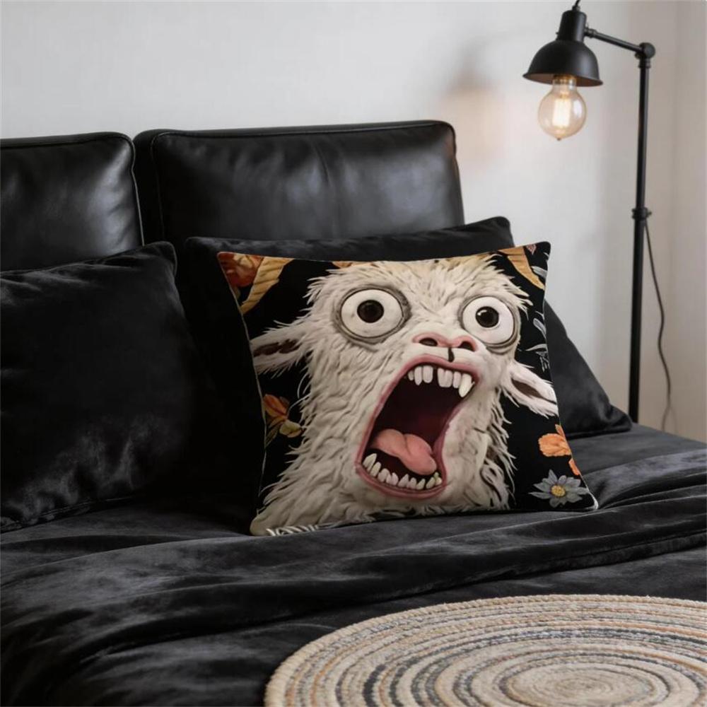 Spooky Goat Face 2D Cushion Cover For Pillow Sofa Printing Decoration Room Home Office Coffee Shop Car Nordic Simplicity
