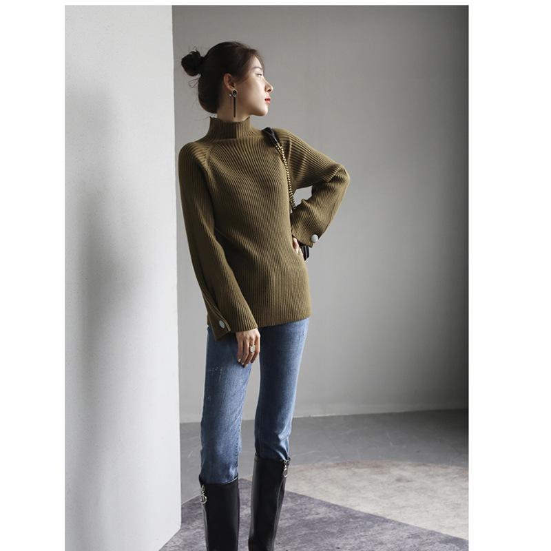 Women's Slim Fit Knitted Sweater - Warm Long Sleeve Turtleneck Base Shirt