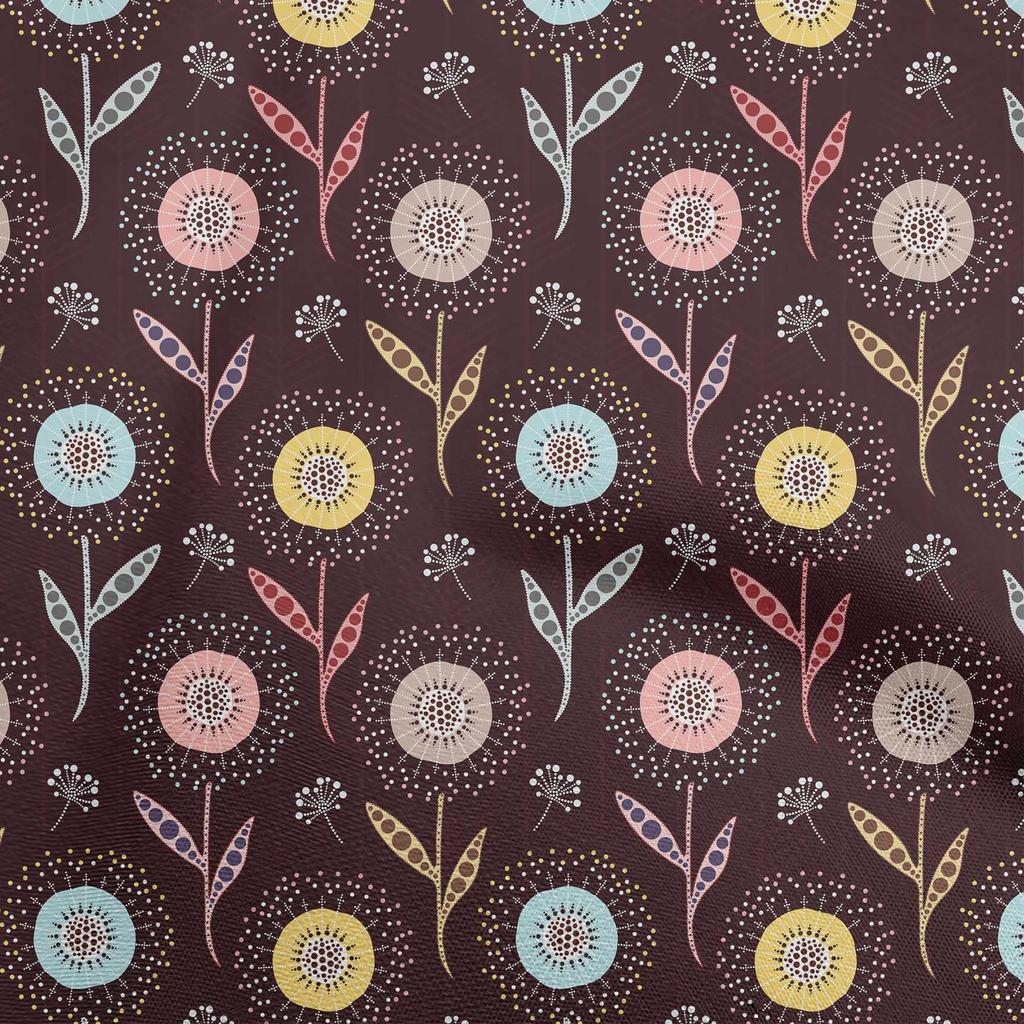 oneOone Cotton Poplin Brown Fabric Dotted Floral Diy Clothing Quilting Fabric Print Fabric By Yard 42 Inch