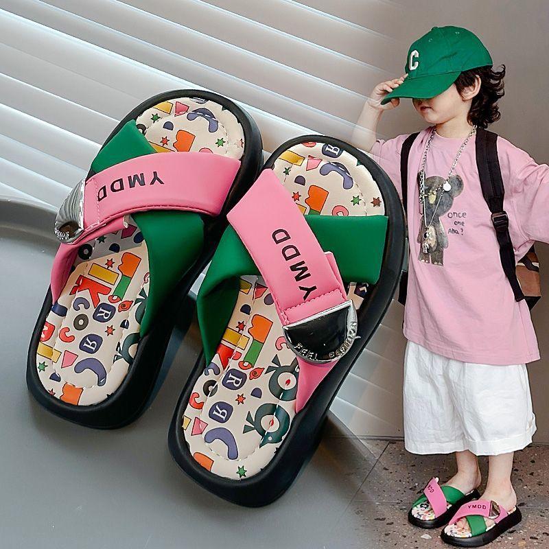 Fashion Child Slippers Simple Girls' Shoes Retro Girls' Slipper Soft Soled Beach Shoes Anti Slip Outdoor Slippers
