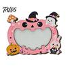 Halloween Picture Frame Wooden Photo Frame, Pumpkin Ghost Cat Cutout Seasonal Home Accessories Holder, Double-sided Holiday Tabletop Decor for