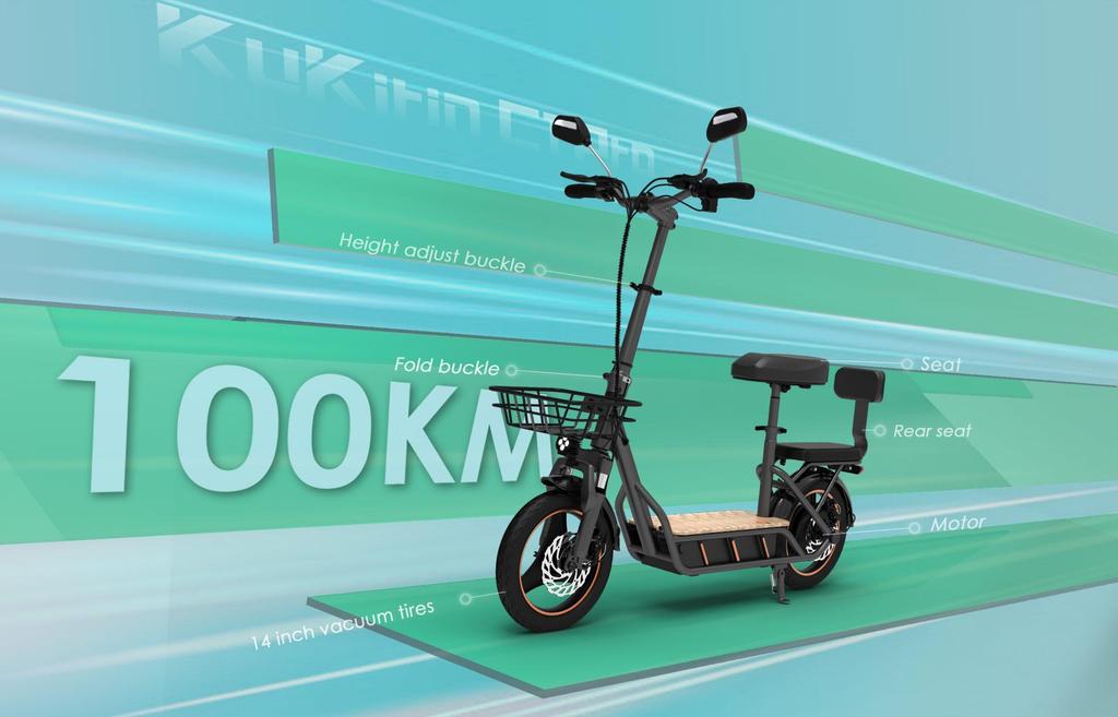 KuKirin C1 Pro Elektrisk Scooter, 500W Motor, 26AH Batteri, Tophastighed 45 Km/t, Rækkevidde 100 Km, Med Kurv Og Bagsæde