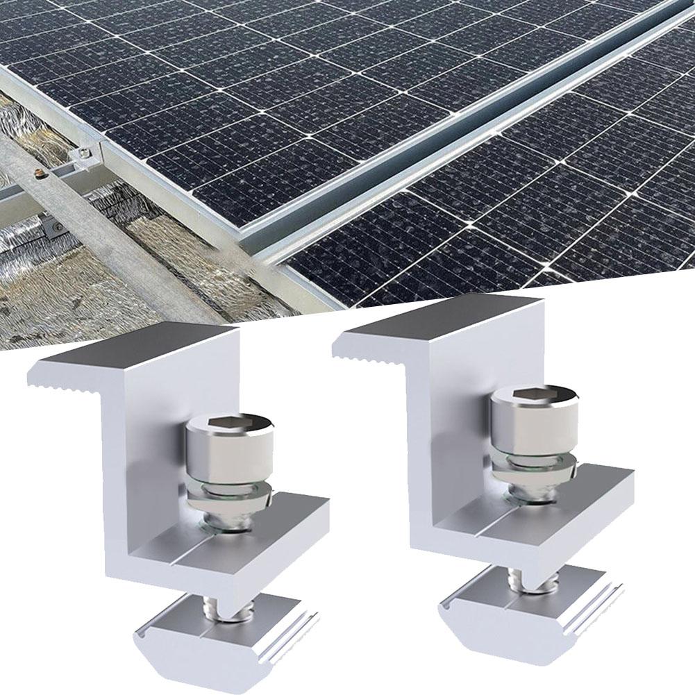 Solar End Clamp Bracket Clamp Mounting Bracket Silver Z Style Aluminum End Home Improvement Solar Support Adjustable