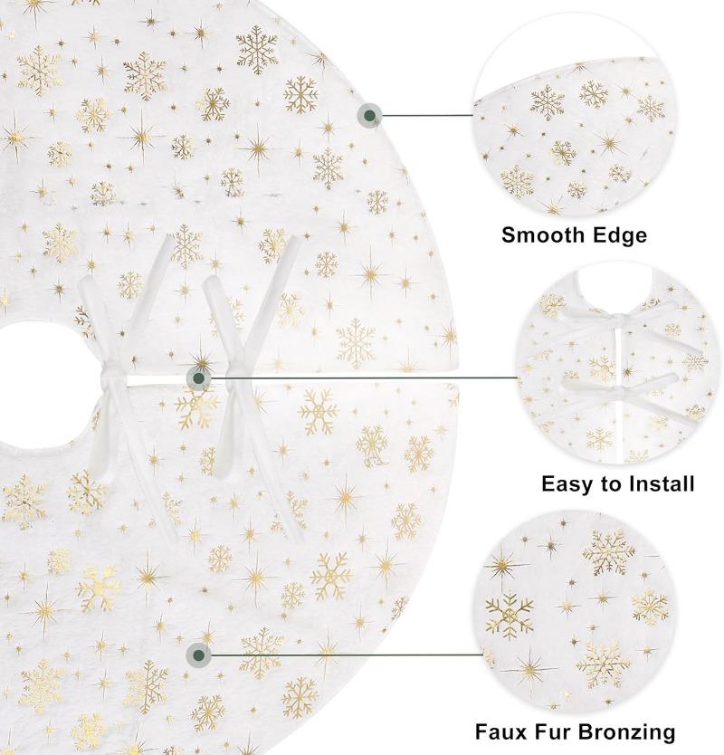 1/5pcs Christmas Tree Skirt White Plush Xmas Tree Bottom Decor Skirt Mat Christmas Decor Carpet DIY Home New Year Decor Supplies