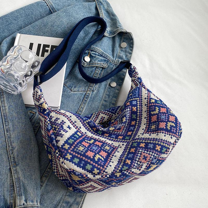 Ethnic-style Canvas Bags for Women Trendy and Fashionable Crossbody Bags for Women Ins-style Niche Dumpling-shaped Bags