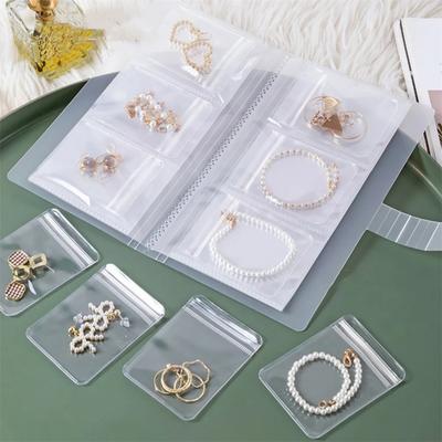 Sac de Rangement Transparent pour Bijoux Albums Anti-poussière Porte-livre pour Collier Boucle d'oreille Bague Organisateur de Bijoux de Voyage Portable Carnet