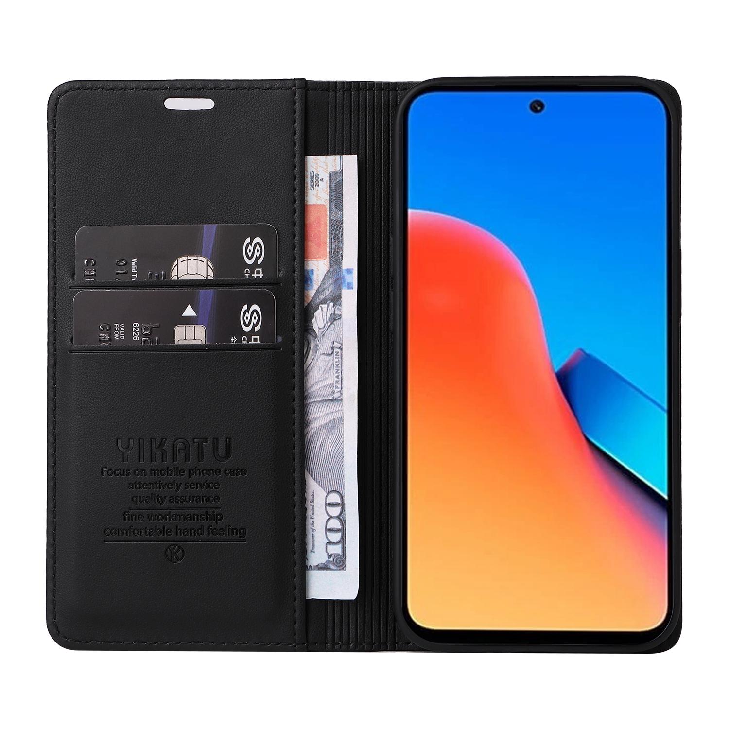

YIKATU YK-001 For Xiaomi Redmi 12 4G/5G (Global)/Poco M6 Pro 5G Leather Case Wallet Phone Cover Black