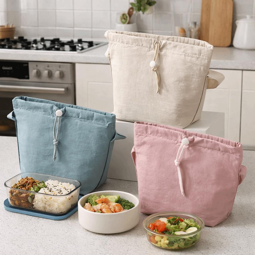 Portable Handheld Insulated Lunch Box Bag Large Capacity Solid Color Insulated Bag Waterproof Commuting Bag Picnic