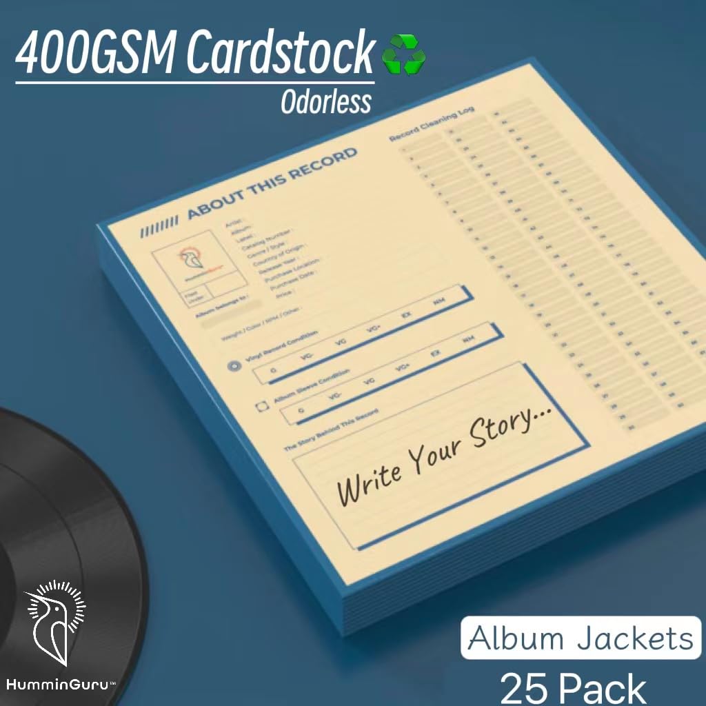 HumminGuru Original Jacket Thickness 400GSM Record Jackets 25 Pieces Odorless Renewable Cardboard Material Original (12" Jacket)