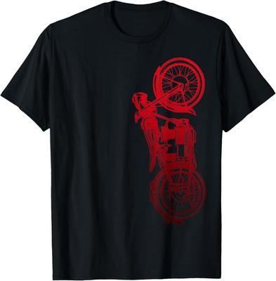 Klassieke Biker Vintage Retro Zwarte Motorfiets Rood Cadeau Unisex T-shirt