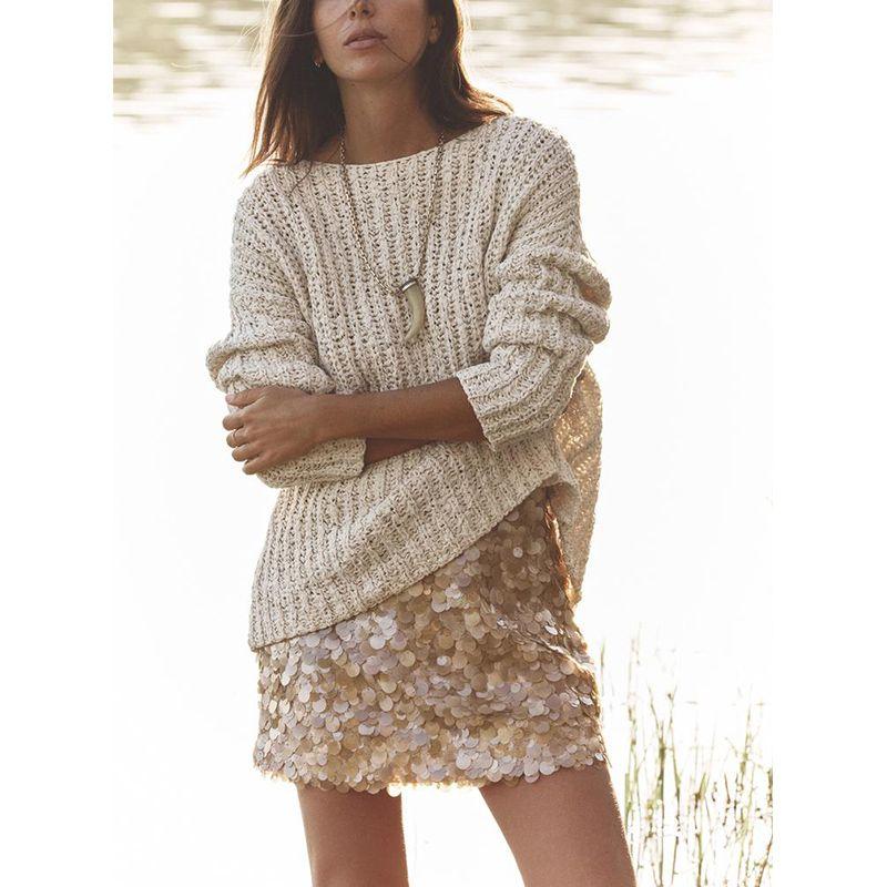 Summer New Product Women's Clothes French Sequin Design Casual A- line High Waist Short Hip-Hugger Skirt 3920139