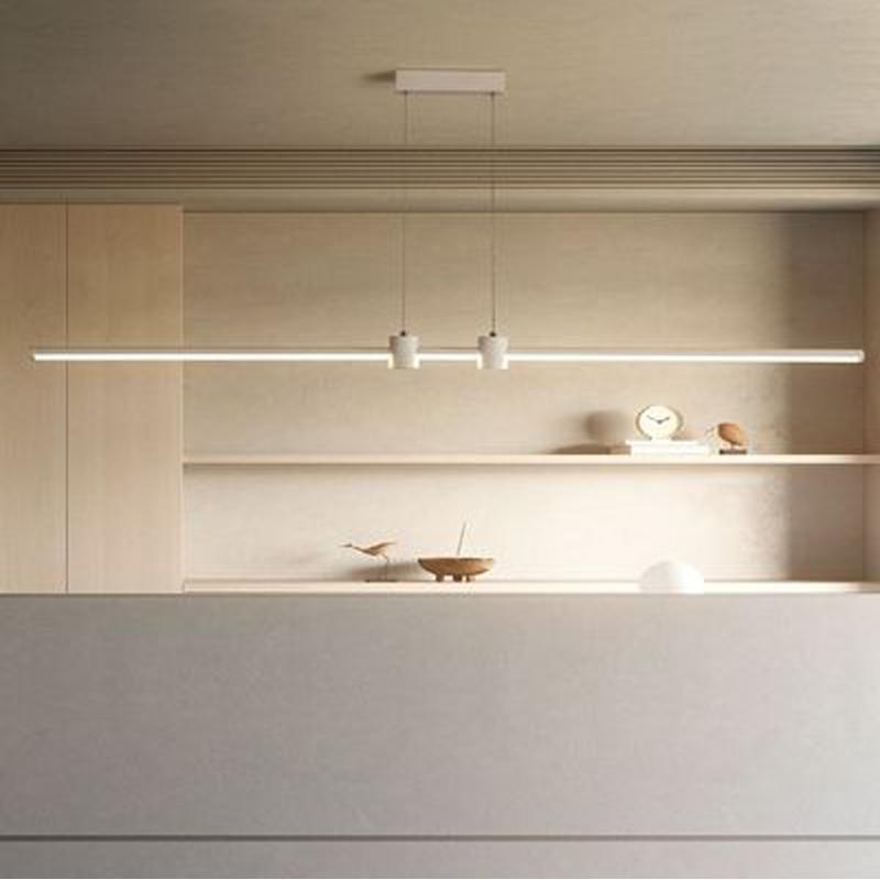 Minimal Sliver Dining Room Pendant Light Modern Simple Dining Room Dining Table Island Bar White Column Slotted Teahouse Pendant