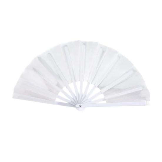 

Glitter Folding Fan Plastic Ribs Hand Held Fan Portable Summer Fan Decoration Dance Performance Props Party Accessories белый