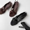 Fashion French Low Heel Versatile Kink Sandals Women's 2025 New Niche Design Peep Toe Round Toe Roman Shoes