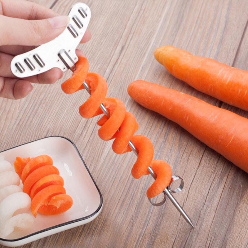 Vegetables Spiral Knife Carving Potato Carrot Cucumber Salad Chopper Manual Screw Slicer Spiralizer