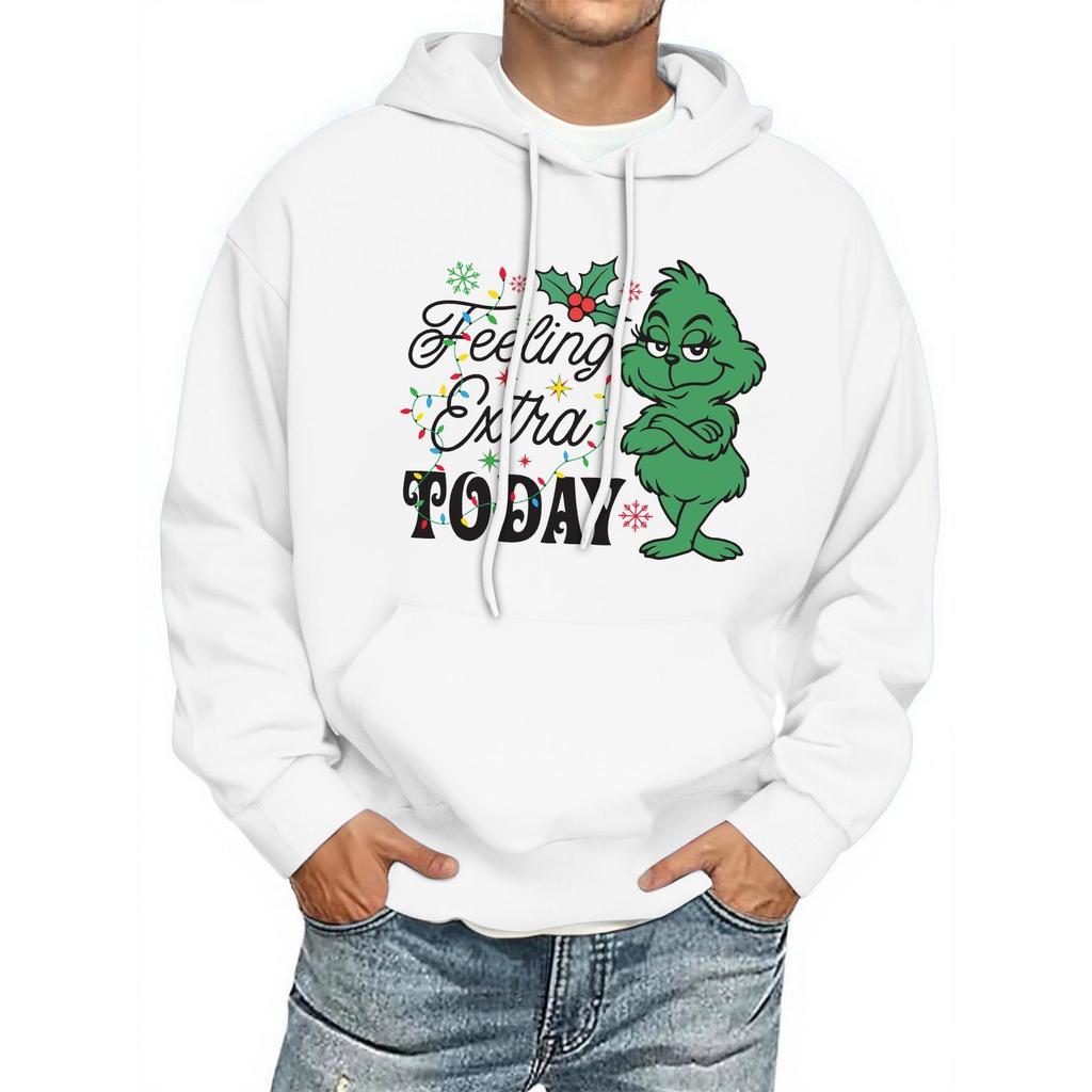 Men's Print Hooded Sweatshirt Long-Sleeve Casual Pullover Hoodie Hooded Sweatshirt