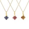 1pc Natural Stone Faceted Four-leaf Clover Pendant Charm Necklaces for Women Jewelry Gift