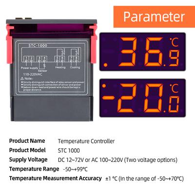 STC-1000 Temperature Controller 12V 24V 220V Digital Thermostat Thermoregulator Incubator Relay LED 10A Heating Cooling