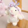 Mini Bunny Plush Keychain Soft Stuffed Rabbit with Floral Headband & Bow Cute Pendant for Bags Backpacks Keys Decorative Gift for Kids & Animal Lovers