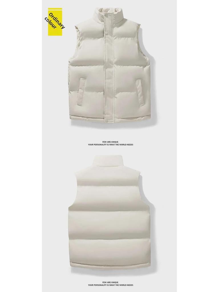 2024 Men's Trendy Solid Color Stand-up Collar Waistcoat: Warm and Casual Autumn/Winter Vest