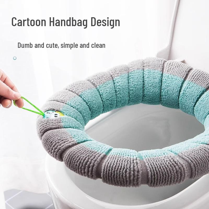 Juego de Cojín Universal para Asiento de Inodoro para Todas las Estaciones con Funda y Alfombrilla