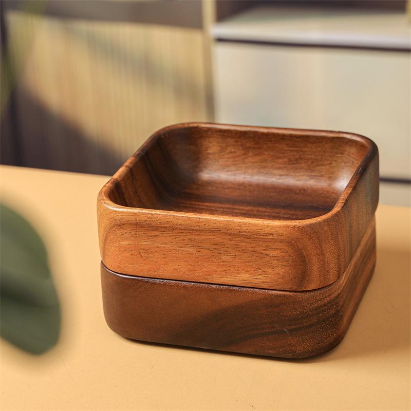 Set di Piatto Snack e Piatto da Contorno in Legno di Acacia: Piatti Divisi per Frutta, Dessert, Insalata e Bambini