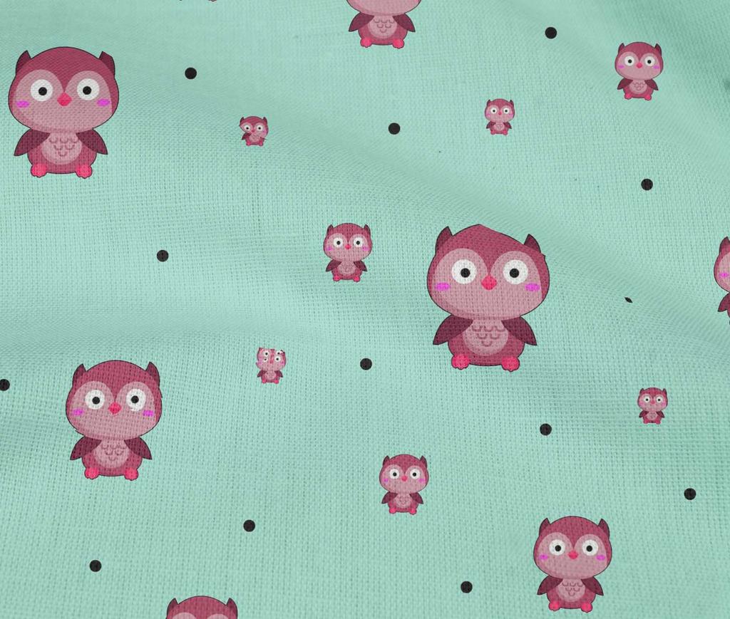 oneOone Cotton Flex Fabric Dot & Cartoon Owl Bird Print Fabric by The Yard 40 Inch