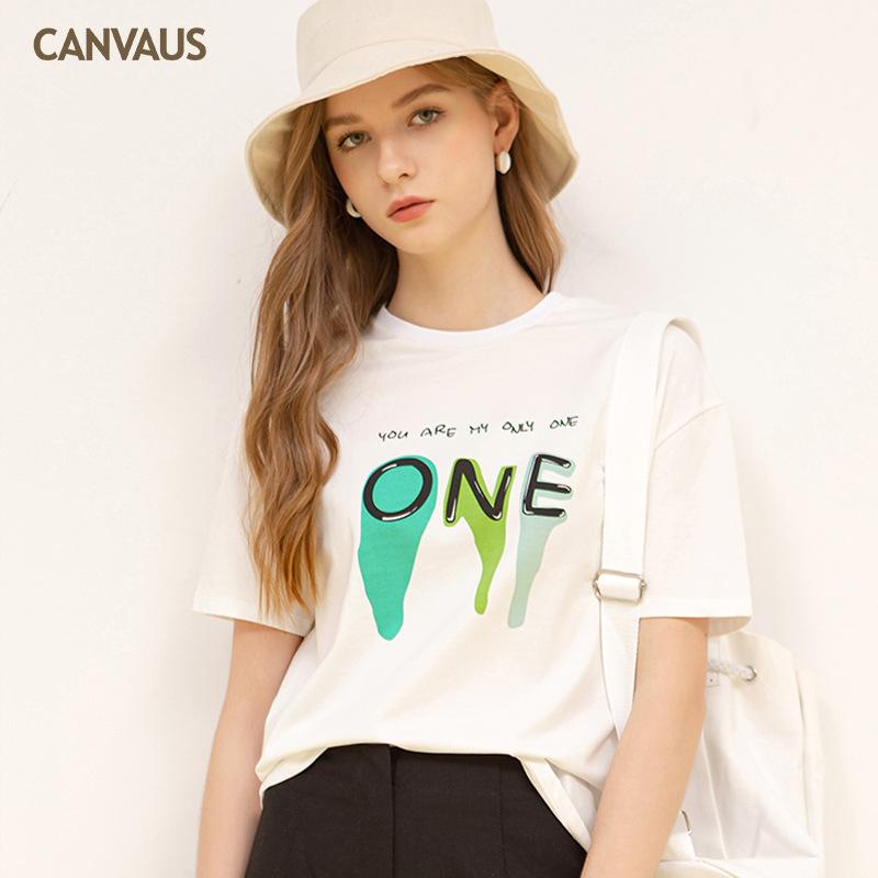 European And American Summer Women'S Loose Bf Letter Pattern Ins Neutral Wind Wear Short-Sleeved T-Shirt Straight Trendy Women