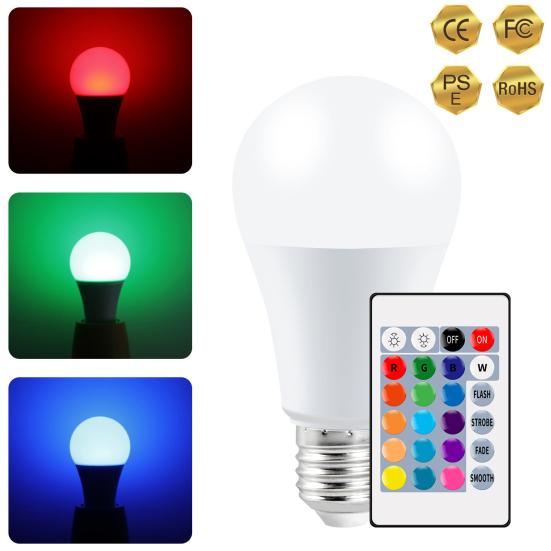 3Pcs E27/E26 LED Bulb Colorful Light Control Remote 15W Smart RGB Color Changing Light Bulb
