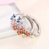 Silver Plated Rainbow Baguette CZ Huggie Hoops, Colorful Gradient Small Hoop Earrings for Women
