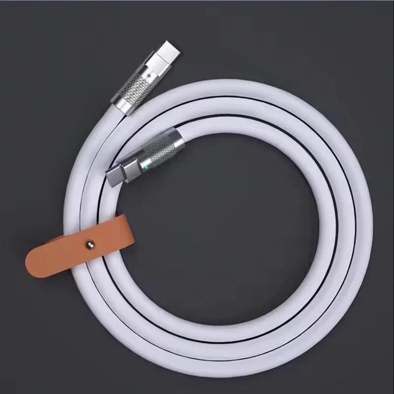 

120W 6A Cable Super Fast Charge PD Type C Liquid Silicone Cable 1M 1.5M 2M Cable C To C Quick Charger Cable for Xiaomi iPhone1 1m білий