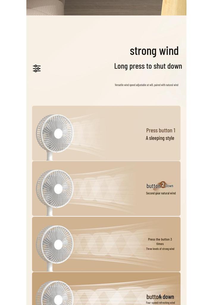 Foldable 6-inch USB Charging Mini Desktop Fan with Telescopic Head and Long Battery Life