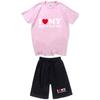 Men Women Cotton Short Sleeve T-Shirt Shorts Set Casual Outfit Youth Style