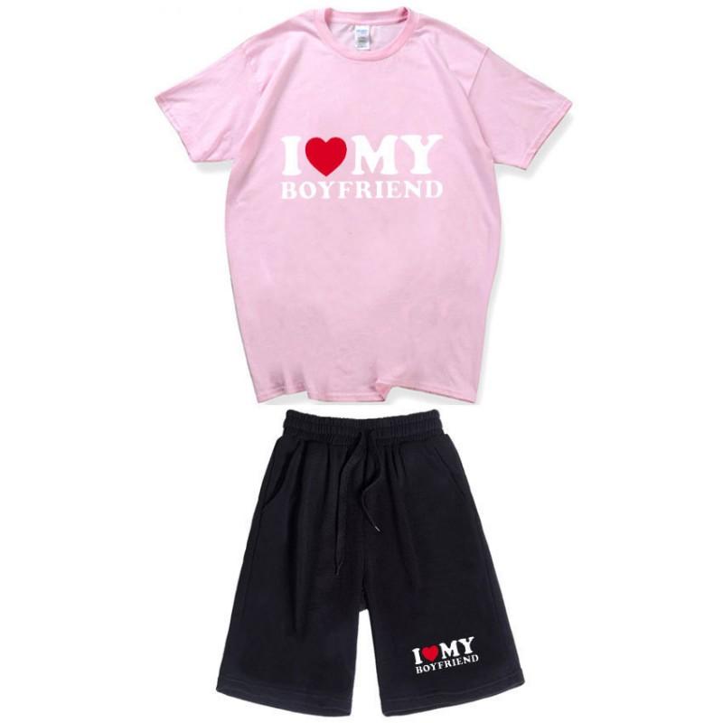 Men Women Cotton Short Sleeve T-Shirt Shorts Set Casual Outfit Youth Style