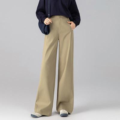 Zhengzhou Women's Curved Blade Wide-Leg Pants - Loose, Versatile Spring Fashion Pear Shape Trousers.