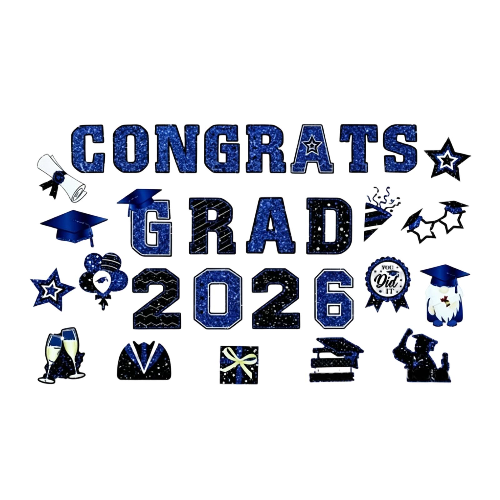 

Graduation Party Decorations Set Congrats Grad 2026 with Graduation Diploma Balloon Book Star Patterns for Celebration Event School Wall Decor One Size