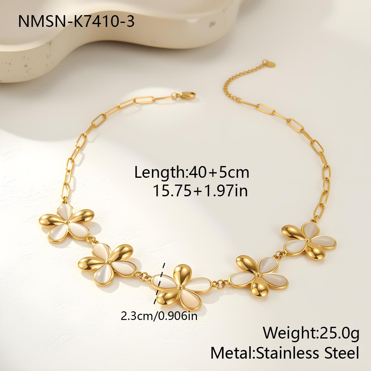 GEMCHIC Women s Fashion Flower Cat Eye Stainless Steel Necklace Geometric Design Chain Statement Choker