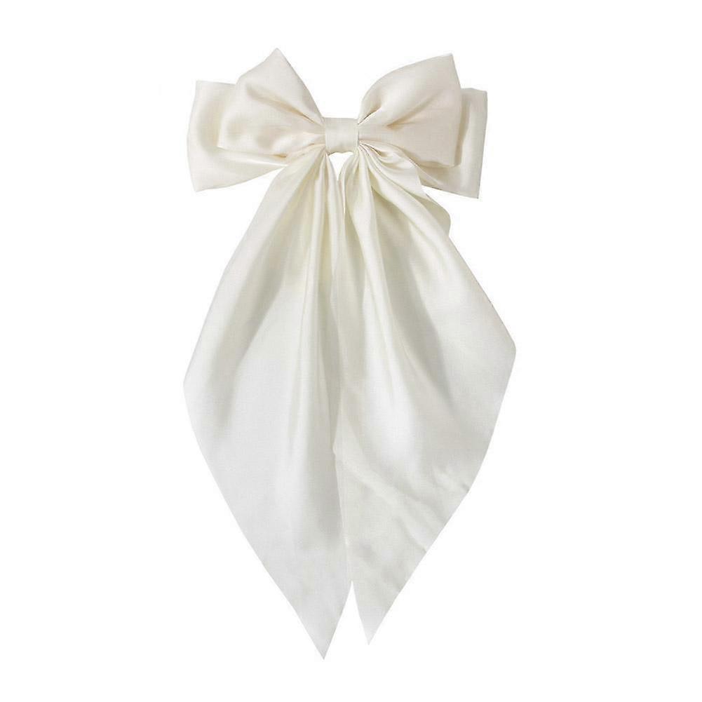 Internet Celeb Same Quality Satin Spring Clip Hair Clip Pure Color Long Big Bow Long Tail Back Head Hair Clip