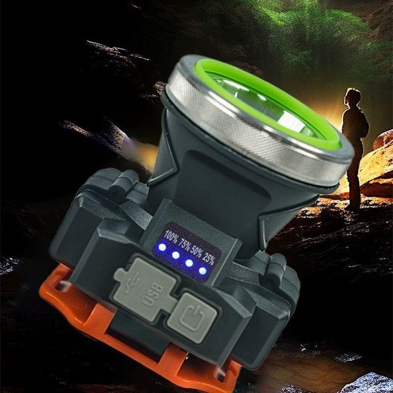 Bright LED Headlamp: Dual Lithium Battery, Long-Life, USB Rechargeable, Waterproof for Outdoor, Fishing & Mining.