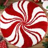 Washable Round Carpet Christmas Rug, 39" Imitation Cashmere Santa Snowflake Pattern, Pattern Rug Holiday Area for Home Living Room Bedroom Decor Stain