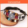 Stylish Unisex Vintage Handmade Pu Leather Bracelet With Creative Beads Accents