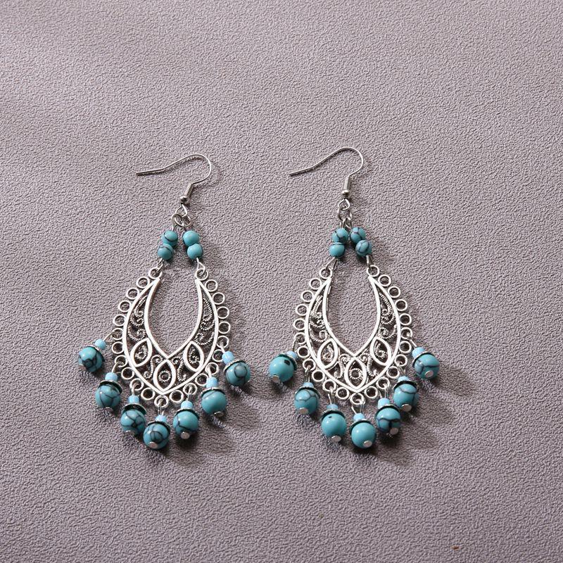 Bohemian Turquoise Owl Dream Catcher Tassel Earrings for Women