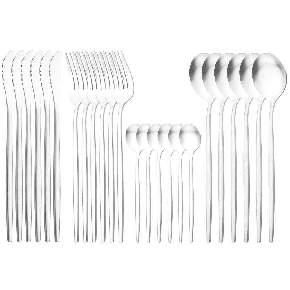 24-teiliges Luxus-Geschirrset aus schwarzem Gold, Messer, Gabel, Löffel, Besteckset mit Geschenkbox, Edelstahl-Geschirrset, Küchenbesteck, spülmaschinenfest