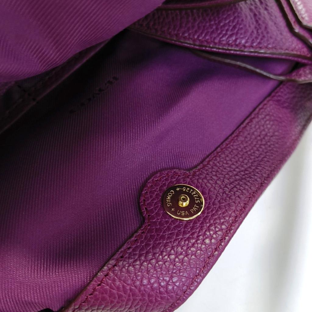 [Pre-Owned] Tote Bag Purple Red Leather Printed Shoulder Handbag - Very Good #MT49OO