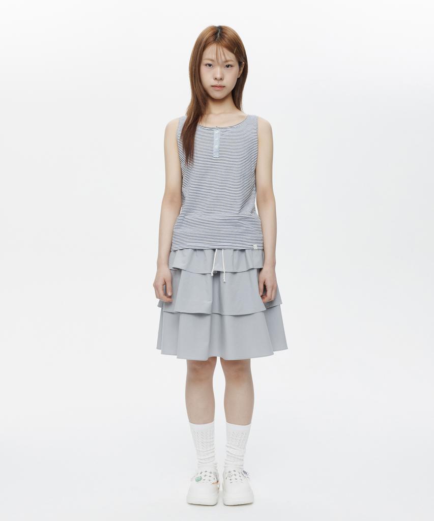 Ohesio Mixed Banding Shirring Skirt, Sky Blue