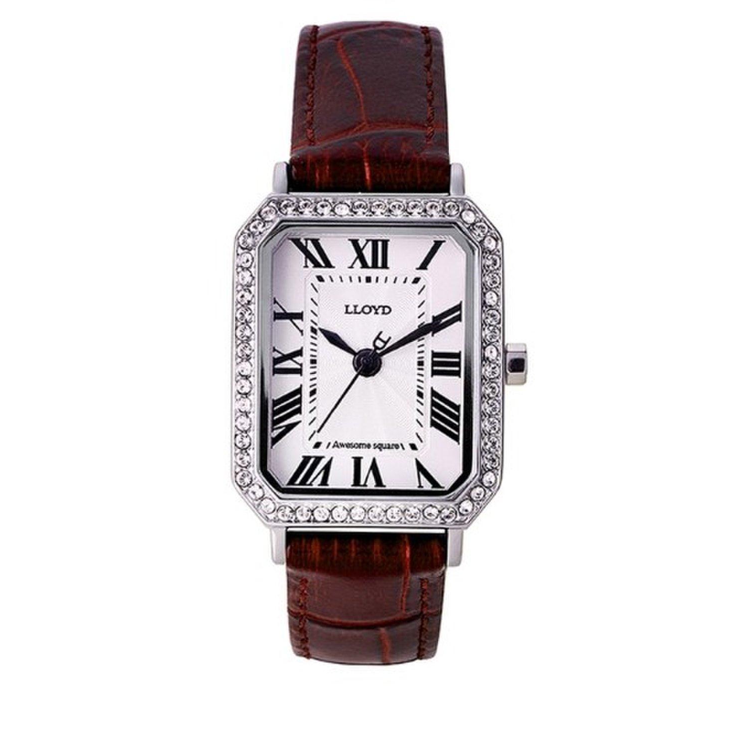 [LLOYD] Awesome Square Cubic Leather Watch - Red LL2G21T06XSD