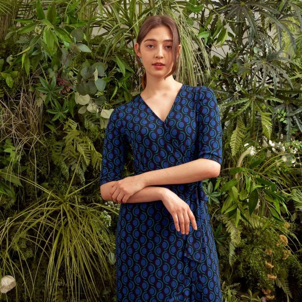 Lipbbam Creora Vivienne 3 4 Sleeve Frill Wrap Dress Ldm42oc01