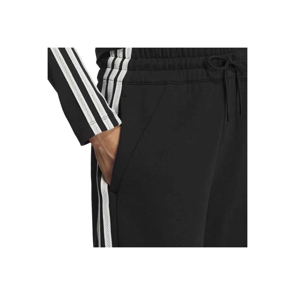 adidas FW24 Knit Joggers 3-Stripes Series Lace-Up Retro Sports Straight-Leg Casual Pants Women Bottoms Black JN0762
